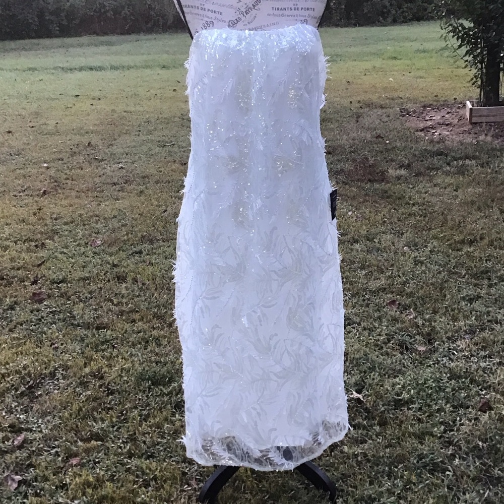 Lulu's White Strapless Sequin Midi Dress